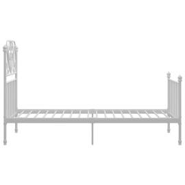 Cadru de pat, alb, 100x200 cm, metal și placaj, 4 image