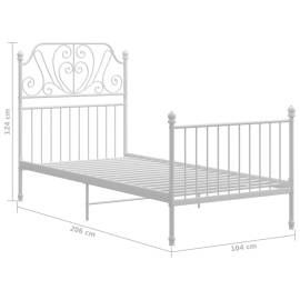 Cadru de pat, alb, 100x200 cm, metal și placaj, 6 image