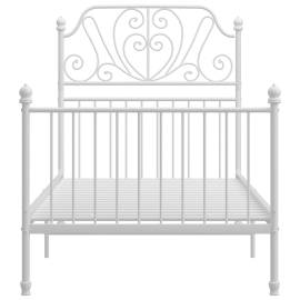 Cadru de pat, alb, 100x200 cm, metal și placaj, 3 image