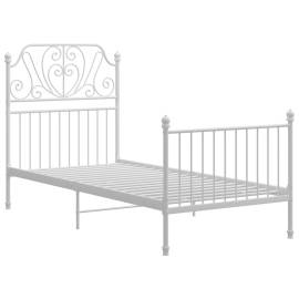 Cadru de pat, alb, 100x200 cm, metal și placaj, 2 image