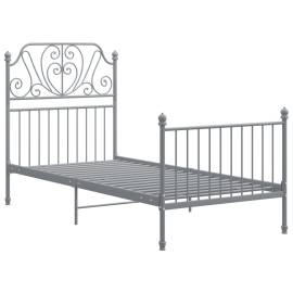 Cadru de pat, gri, 90x200 cm, metal și placaj, 2 image