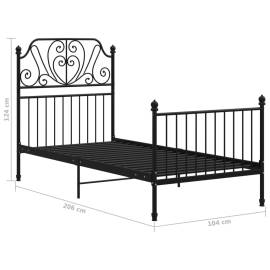 Cadru de pat, negru, 100x200 cm, metal și placaj, 6 image
