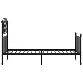 Cadru de pat, negru, 100x200 cm, metal și placaj, 4 image