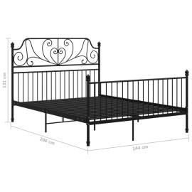 Cadru de pat, negru, 140x200 cm, metal și placaj, 2 image