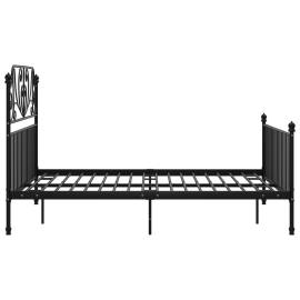 Cadru de pat, negru, 140x200 cm, metal și placaj, 4 image