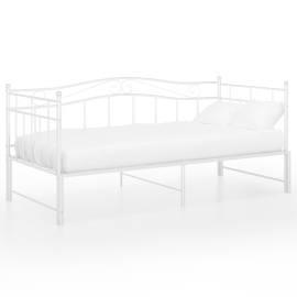 Cadru pat canapea extensibilă, alb, 90x200 cm, metal, 3 image