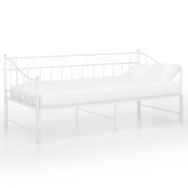 Cadru pat canapea extensibilă, alb, 90x200 cm, metal, 3 image