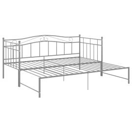 Cadru pat canapea extensibilă, gri, 90x200 cm, metal, 4 image