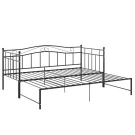 Cadru pat canapea extensibilă, negru, 90x200 cm, metal, 4 image