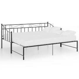 Cadru pat canapea extensibilă, negru, 90x200 cm, metal, 2 image