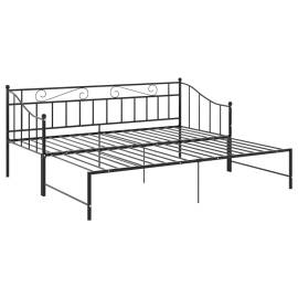 Cadru pat canapea extensibilă, negru, 90x200 cm, metal, 4 image