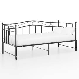 Cadru pat canapea extensibilă, negru, 90x200 cm, metal, 3 image
