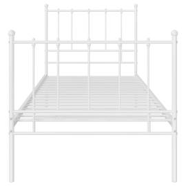 Cadru de pat, alb, 100x200 cm, metal, 4 image