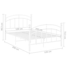 Cadru de pat, alb, 120x200 cm, metal, 7 image