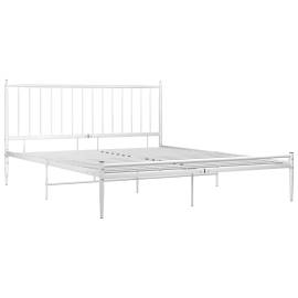 Cadru de pat, alb, 200x200 cm, metal, 3 image