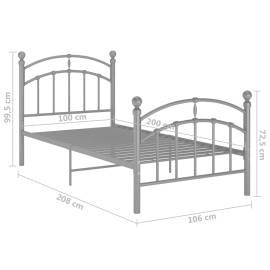 Cadru de pat, gri, 100x200 cm, metal, 7 image