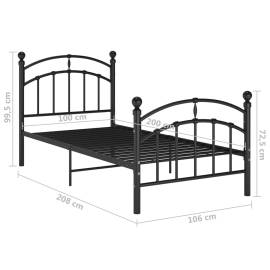 Cadru de pat, negru, 100x200 cm, metal, 7 image