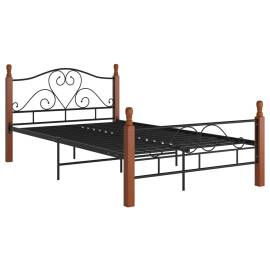 Cadru de pat, negru, 120x200 cm, metal, 2 image