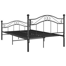 Cadru de pat, negru, 120x200 cm, metal, 5 image