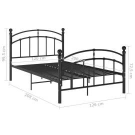 Cadru de pat, negru, 120x200 cm, metal, 7 image