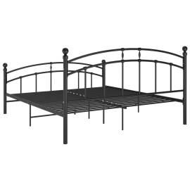 Cadru de pat, negru, 160x200 cm, metal, 5 image