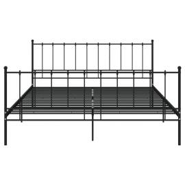 Cadru de pat, negru, 200x200 cm, metal, 4 image