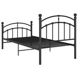 Cadru de pat, negru, 90x200 cm, metal, 5 image