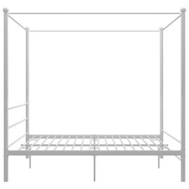 Cadru de pat cu baldachin, alb, 180x200 cm, metal, 3 image