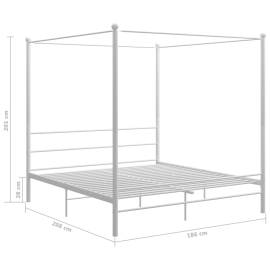 Cadru de pat cu baldachin, alb, 180x200 cm, metal, 6 image