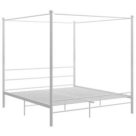 Cadru de pat cu baldachin, alb, 180x200 cm, metal, 2 image
