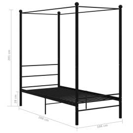 Cadru de pat cu baldachin, negru, 100x200 cm, metal, 6 image