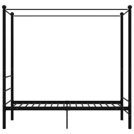 Cadru de pat cu baldachin, negru, 100x200 cm, metal, 3 image
