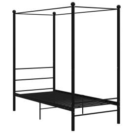 Cadru de pat cu baldachin, negru, 100x200 cm, metal, 2 image