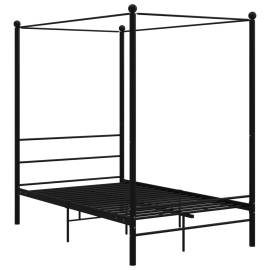 Cadru de pat cu baldachin, negru, 120x200 cm, metal, 2 image