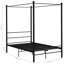 Cadru de pat cu baldachin, negru, 120x200 cm, metal, 6 image
