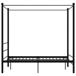 Cadru de pat cu baldachin, negru, 120x200 cm, metal, 3 image