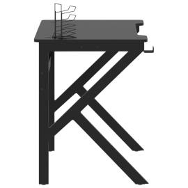 Birou de gaming cu picioare în formă de k, negru, 90x60x75 cm, 4 image