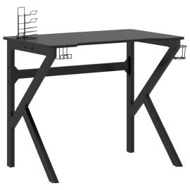 Birou de gaming cu picioare în formă de k, negru, 90x60x75 cm, 2 image