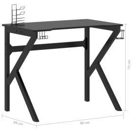 Birou de gaming cu picioare în formă de k, negru, 90x60x75 cm, 9 image