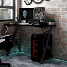 Birou de gaming cu picioare în formă de y, negru, 90x60x75 cm