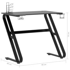 Birou de gaming cu picioare în formă de zz, negru, 90x60x75 cm, 9 image