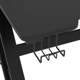 Birou de gaming cu picioare în formă de zz, negru, 90x60x75 cm, 8 image