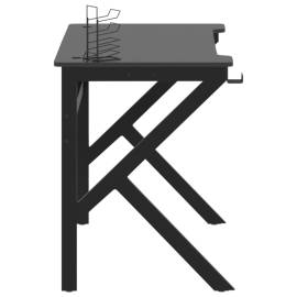 Birou de gaming cu picioare formă k, negru, 110x60x75 cm, 5 image