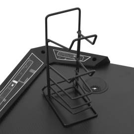 Birou de gaming cu picioare formă y, negru, 110x60x75 cm, led, 9 image