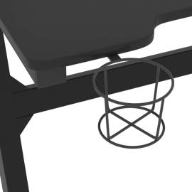 Birou de gaming cu picioare formă z, negru, 110x60x75 cm, led, 7 image