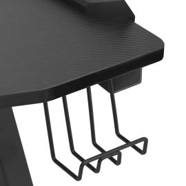 Birou de gaming led cu picioare în formă de y negru 90x60x75 cm, 7 image