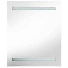Dulap de baie cu oglindă și led, gri beton, 50x14x60 cm, 4 image