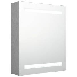 Dulap de baie cu oglindă și led, gri beton, 50x14x60 cm, 2 image