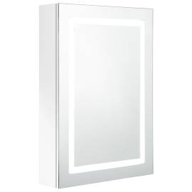 Dulap de baie cu oglindă și led, alb strălucitor, 50x13x70 cm, 2 image