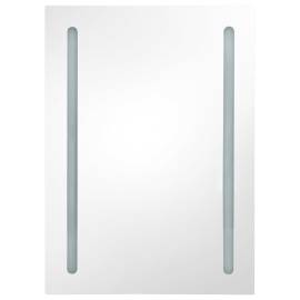 Dulap de baie cu oglindă și led, alb strălucitor, 50x13x70 cm, 4 image